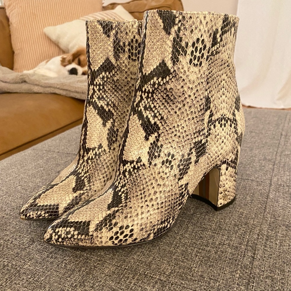 Sam Edelman Snake Print Block Heel Booties - image 1